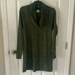 Cabi Solice dress Cowl neck long sleeve olive Green size xs